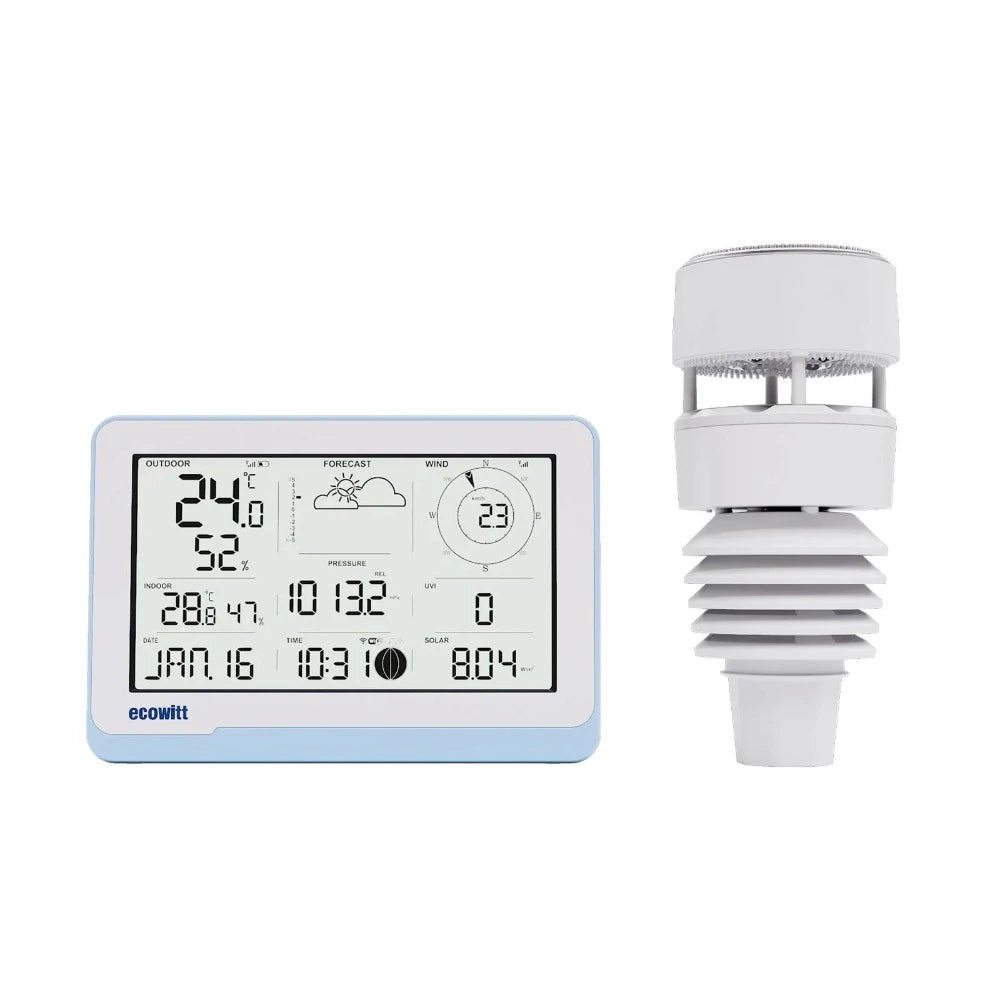 Ecowitt WS3801/WS3901 7.5" Display, 7-in-1 Array with Haptic Rain & Sonic Wind Sensor