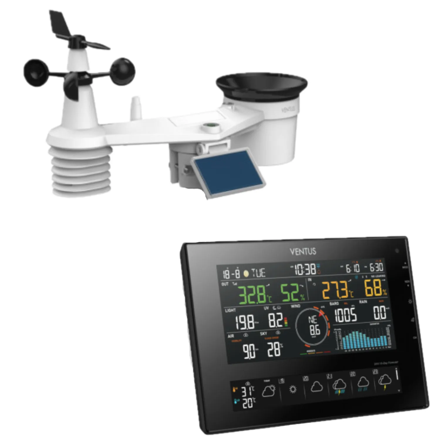 Ventus W850 Weather Station, 7-in-1 Sensor, 10 day Forecast & WiFi_weatherspares_co_uk