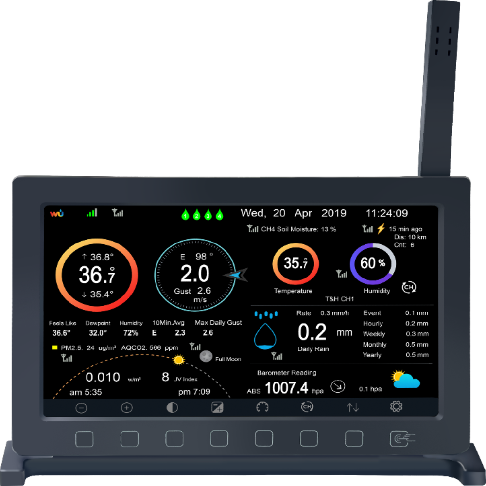 Ecowitt HP2564 WittBoy Pro 7" TFT Display & 7-in-1 Sensor Weather Station